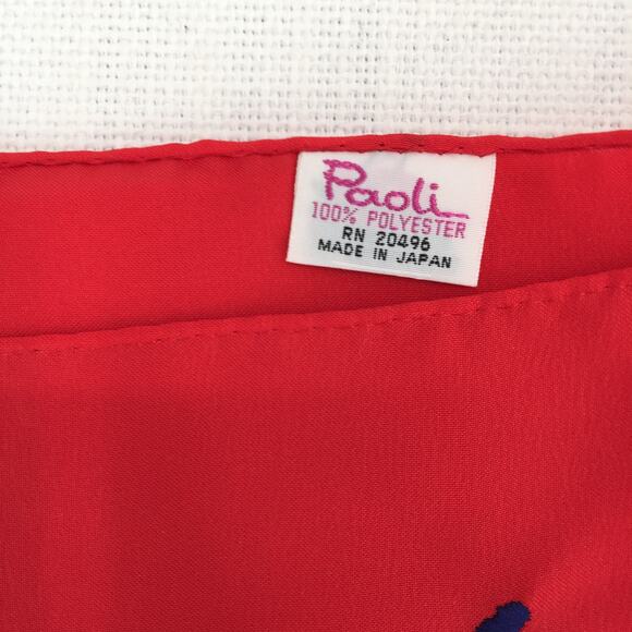 Paoli Vintage 100% Polyester Shawl Scarf Red - Picture 2 of 3